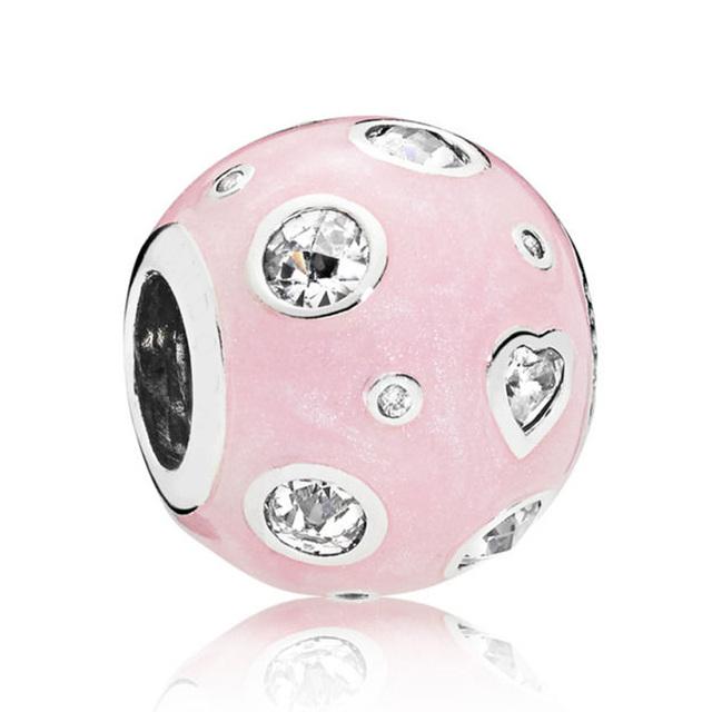 Wintry Delight Snowflake Ball Blue Swirls Pearlescent Dreams Charm S925 Sterling Silver Beads Fit Bracelet DIY Jewelry