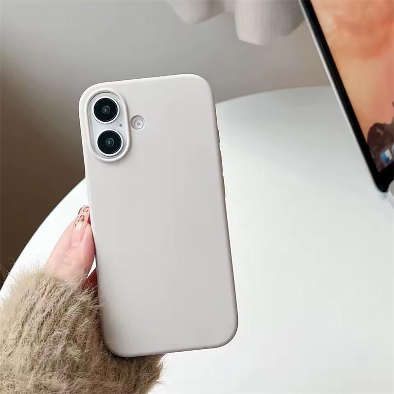 

Роскошный чехол из жидкого силикона для iPhone17 16 15 14 13 12 11Pro Max Plus XS XR Mini 7/8 SE 16E чехлы для телефона для iPhone Полная защита iPhone 16 светло-серый