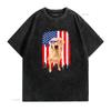Labrador Retriever T Shirt Independence Day 4th July USA Flag  Vintage Washed Graphic Breathable Slightly Streetwear Homme