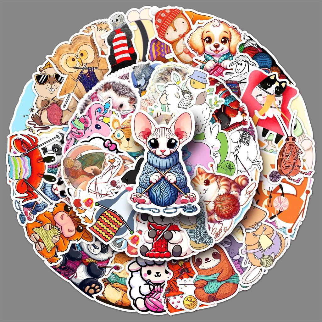 50 Animal Graffiti Stickers for Knitting Sweaters Personality Cartoon Cute Decorative Water Cup Mobile Phone Skateboard Stickers