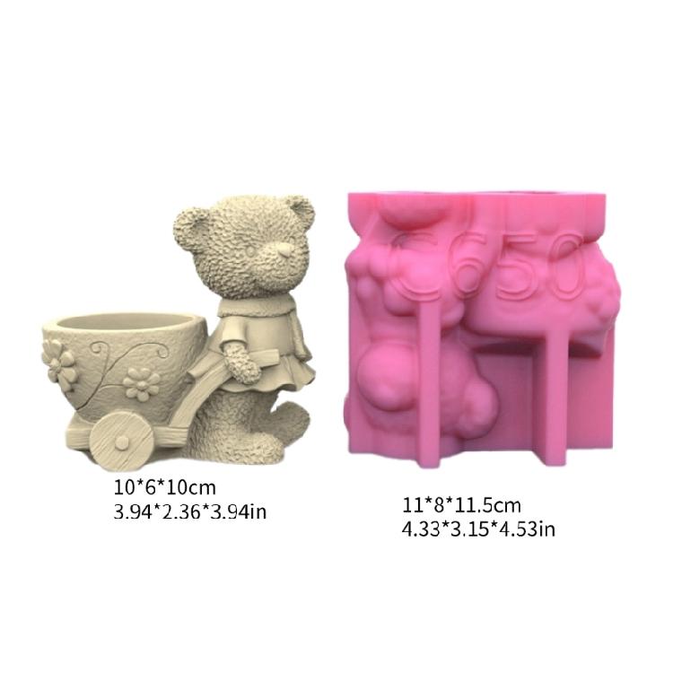 3D Bear Silicone Mould for Flower Pots Mold Concrete Cement Epoxy Resin Molds