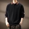 Men's High-End Heavyweight Cotton Color Block Polo Sweater - 2025 Spring/Autumn Collection