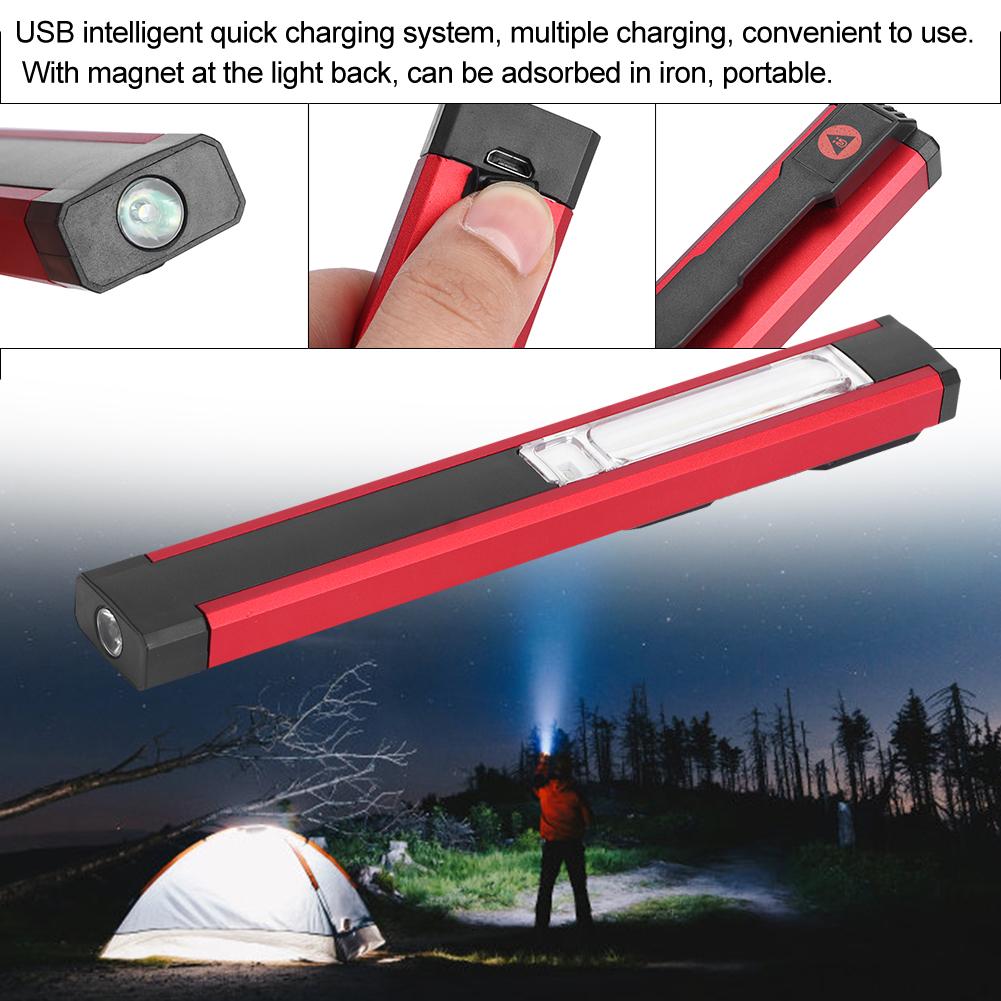 Outdoor Portable LED COB Magnetic Flashlight Emergency Work Lamp USB Charging White Red Light(white