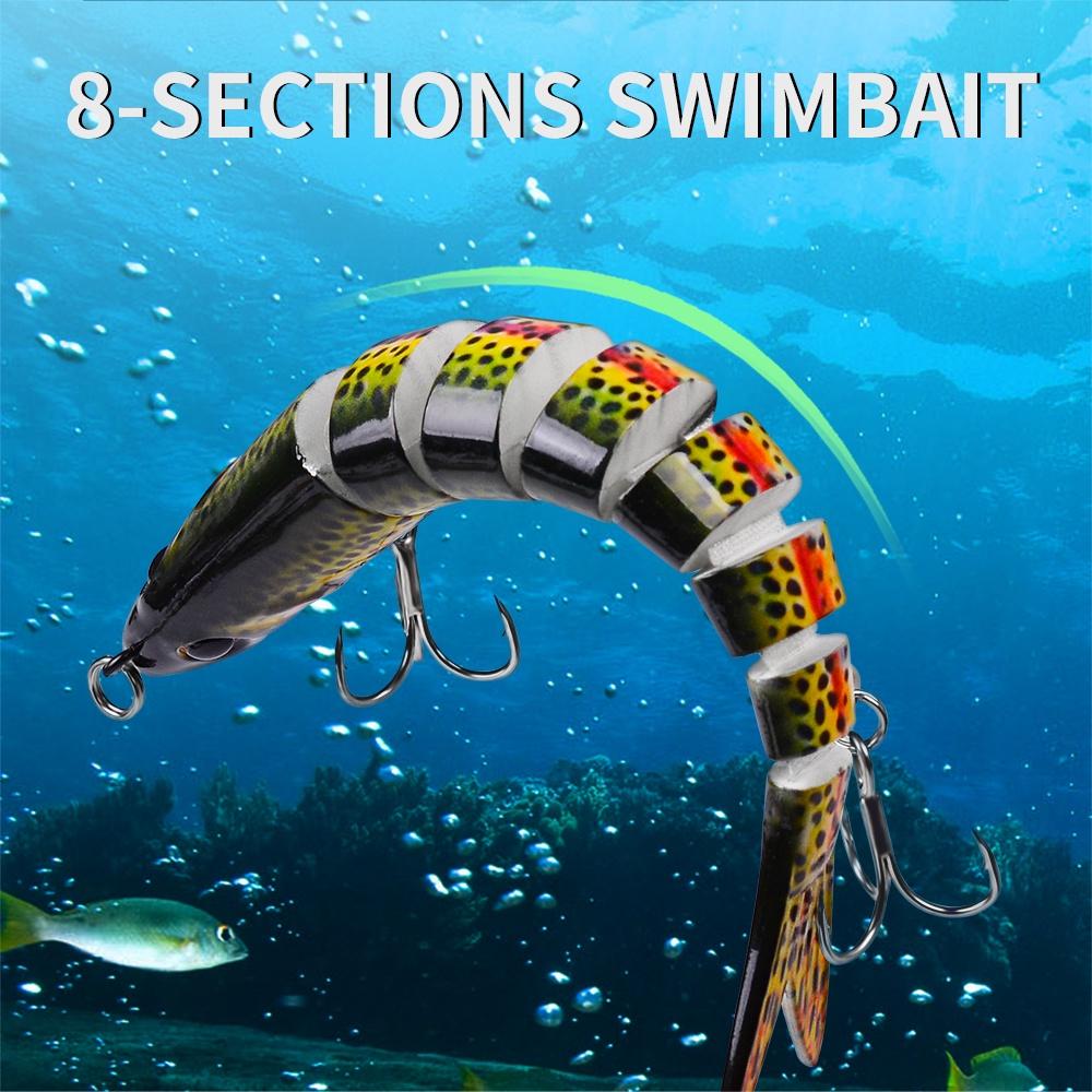 1PC [Ready Stock] 8 Sections Fishing Lure 13.5cm/19g 10cm/15.5g Jointed Swimbait Sinking Trout Wobbler Bait 6# Hook Fishing Tackle
