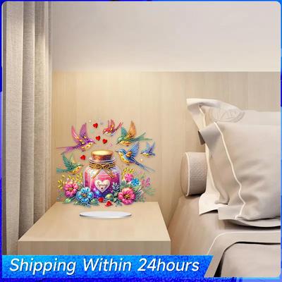 Acryl Sonderform Wunschflasche Diamantmalerei Tischornamente Set 5D DIY Diamantkunst Tischdekorationen für Erwachsene