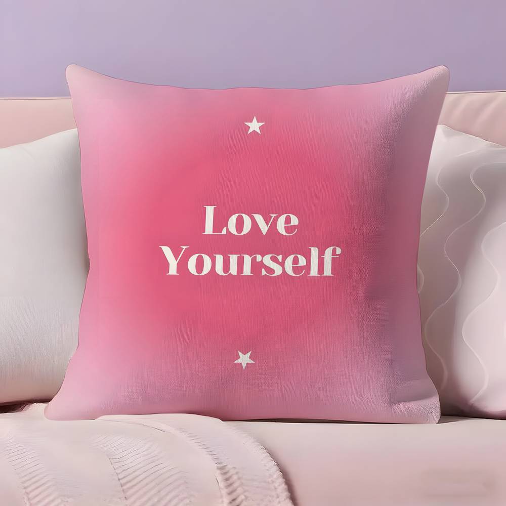 Love Yourself Love Life Pillow Case Pillowcase Ultra Soft Skin Friendly Fabric Cloud Like Comfort & Concealed Zipper