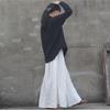 Women Cotton Linen Elastice Waist Floor Length Autumn Pleated Casual Long Skirts