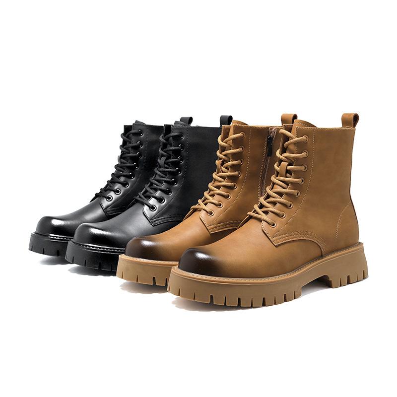 Leather Martin Boots Men's High-top British Medium-top Trendy Shoes Tooling Spring and Autumn Locomotive Soft Leather Winter Men's Shoes 4738-R
