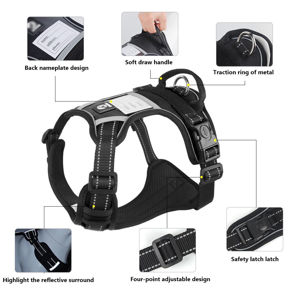 Adjustable Dog Harness Vest For Small, Medium Dogs No Pull, Escape Proof Reflective Easy Walk Puppy Harness, For Outdoor Walking