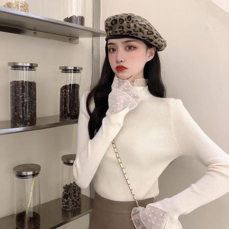 

Chic Women s High Neck Lace Thermal Fleece Top: Elegant Slimming Layer for Autumn/Winter M (suggested 80-100 jin) абрикосовий