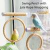 Suction Cup Bird Toy Swing Set Non-slip Comfortable Grip Hanging Bird Standing Perch Linen Rope Easy To Install