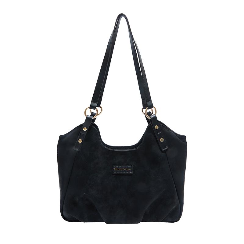 Vintage Suede Handbag Women Commuter Tote Bag Shoulder Underarm Bag