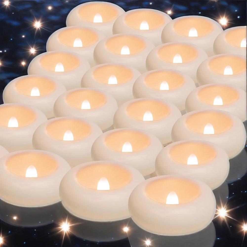 6-24 Pack Flameless LED Floating Candles Battery Operate Waterproof Tealights for Vases Wedding Party Pool Bathtub Decor