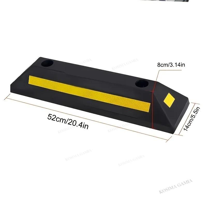 Anti Slip Garage Parking Wheel Stopper Rubber Car Tire Chock with High Visibility Yellow Stripes for All Cars Trucks 1/2Pcs