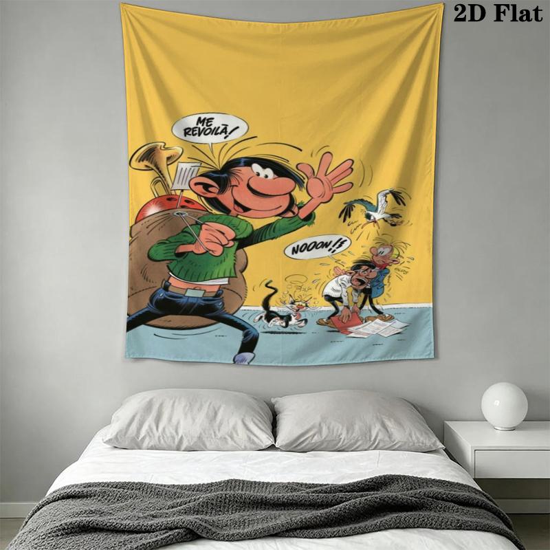 Gaston Lagaffe Animal Wall Tapestry Aesthetic Wall Hanging Printed Fabric Blanket Decorative Tapestries for Bedroom Living Room Home Decor