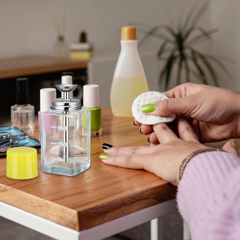 Nail Glass Bottle Press Funnel Press Type Bottle Nail Remover Water Empty Bottle Cleaning Liquid Crystal Hydraulic 180Ml