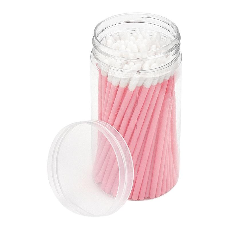 Disposable Lip Balm Applicator Brush with Hollow Handle Plastic Cotton Wands-50 Pieces Per Pack розовый