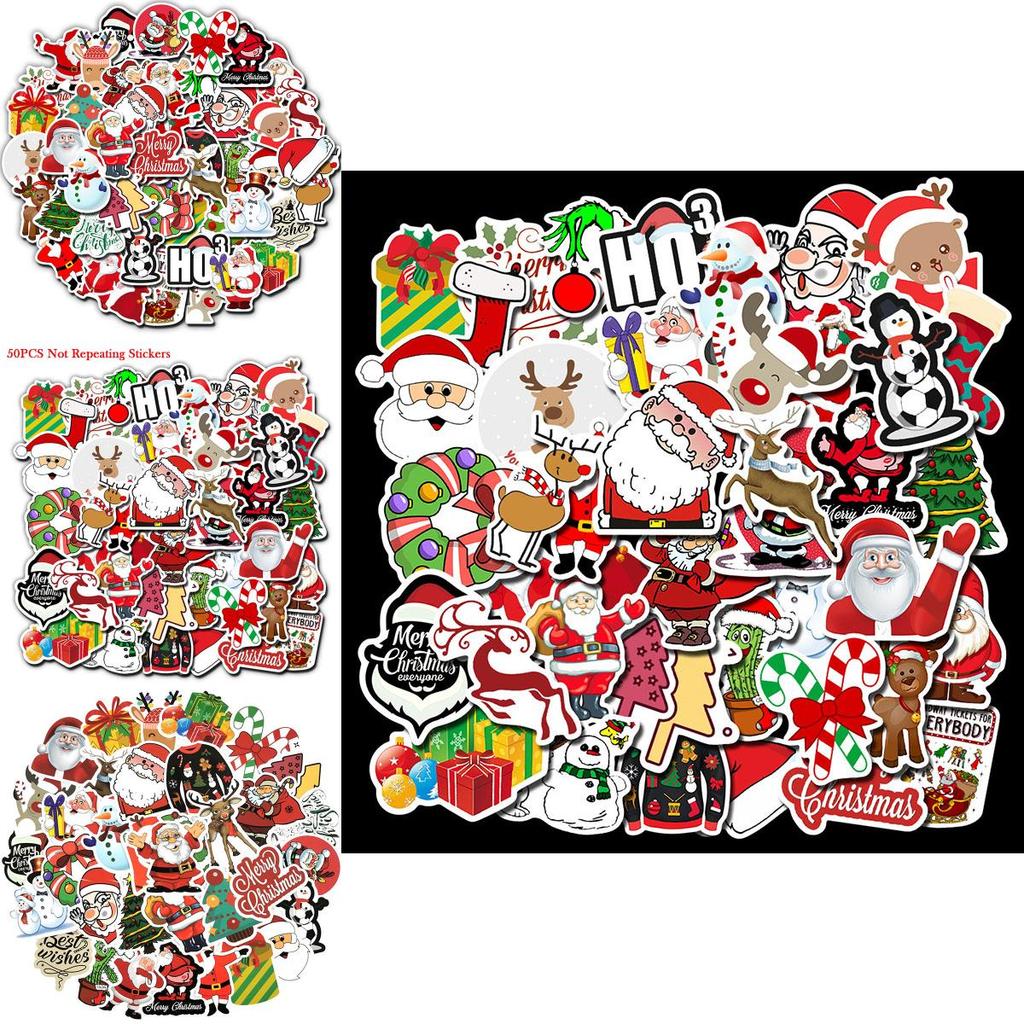 Vibrant Multi-color Christmas Series Stickers Ideal For Cars And Luggage