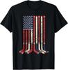 USA Flag Hockey Sticks Patriotic Ice Hockey Player T-Shirt