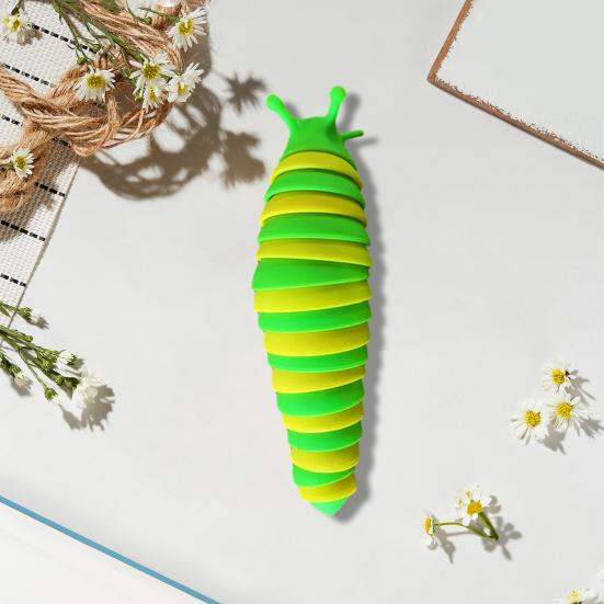 Colorful Caterpillar Fidget Toy Funny Bendable Cute Portable Stress Relief Decompression Kids Adults Slug Sensory Toy Birthday Gift