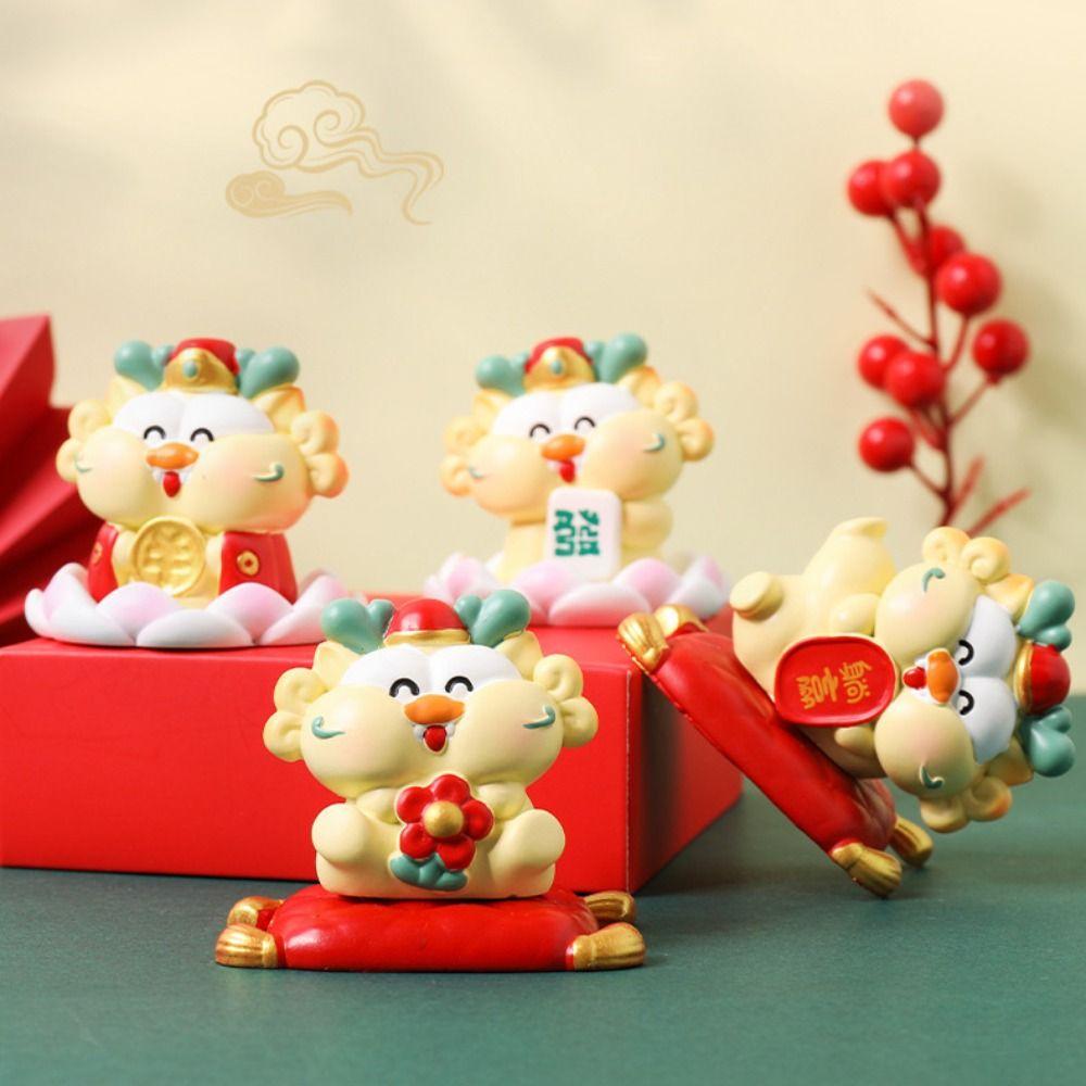 Resin Year of Dragon Figurines Dragon Year Zodiac Dragon Desk Ornaments  Landscape Garden Pot