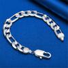 Pulsera de Cadena Figaro Fina de Plata de Ley 925 de 12 MM y 8 Pulgadas para Hombres y Mujeres Moda Boda Regalo Joyería Encanto Punk Fiesta