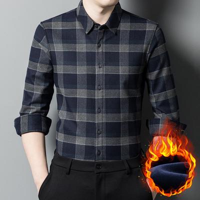 Men's Long-sleeved Plaid New Middle-aged and Elderly Men's Clothing Dad's Thermal Shirt Men's Clothing