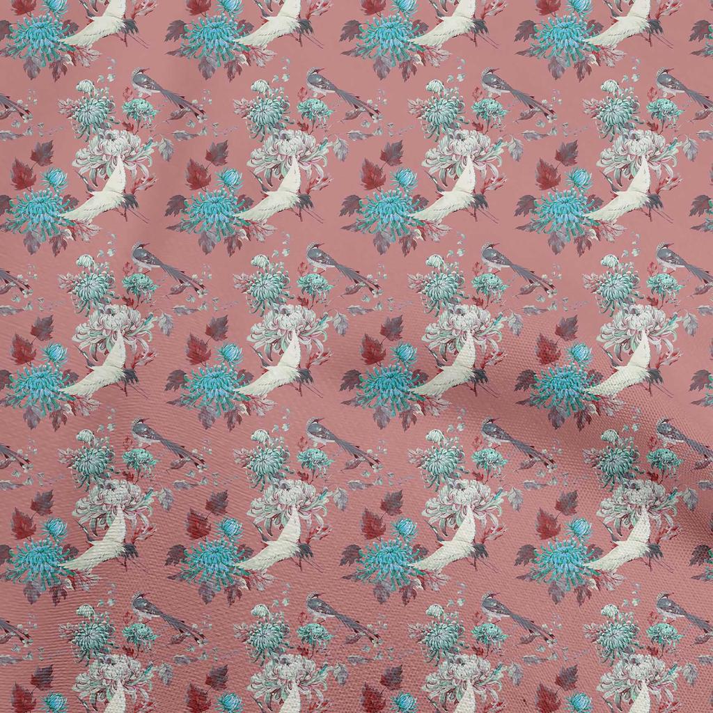 oneOone Cotton Flex Dark Blue Fabric Asian Japanese Floral Craft Projects Decor Fabric Printed By The Yard 40 Inch