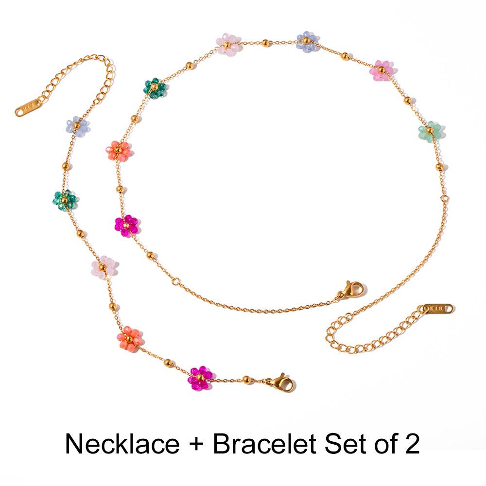 

Женский чокер из титановой стали с кристаллами в виде цветов