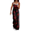 Wide Leg Overalls For Women Casual Loose Sleeveless Print Button Long Pant Romper Jumpsuit With Pockets