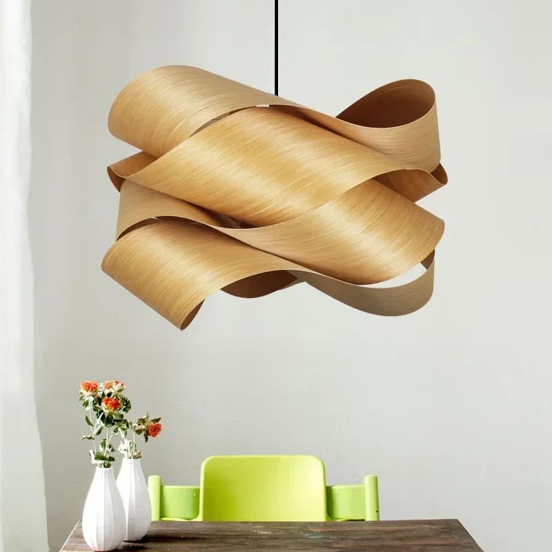 Southeast Asian Creative Wooden Skin Pendant Lamp Bedroom Restaurant Aisle Chandelier Modern Simple Led Decor Lighting Fixtures