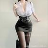 Lenjerie Sexy pentru Femei Mărime Mare Costum Sexy Secretară Cosplay Uniformă Profesor Seducție Geantă de Șold Set Sâni F152
