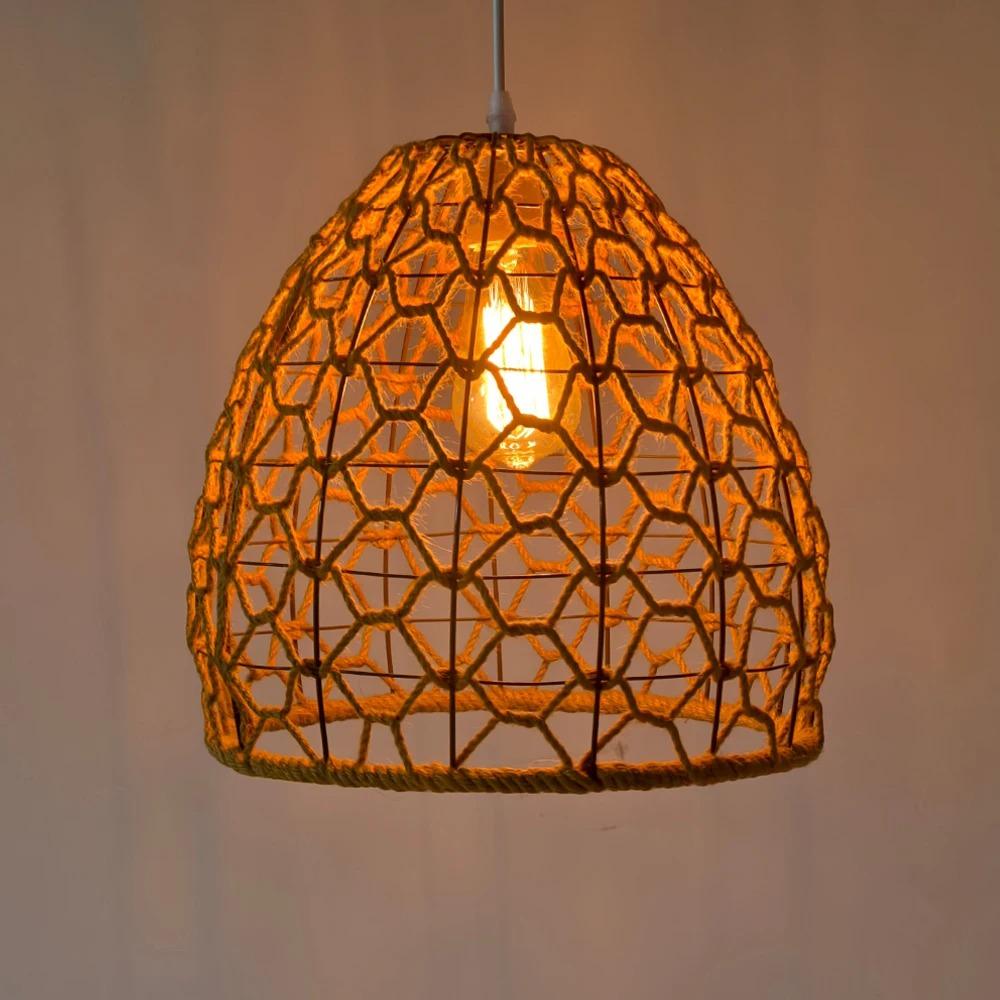 JOYINLED Industrial Chandelier Vintage Hemp Rope Pendant Light Living Room Ceiling Lamp for Dining Room Hanging Lamp 30CM