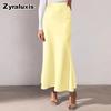 New Women's High Waist Solid Color Elegant OL Long Dress Plus Size A-Line Maxi Skirt