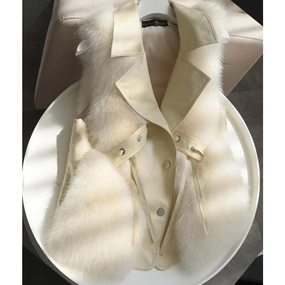 

Imitation Fox Fur Vest Jacket Women Sleeveless Jacket Winter Waistcoat Short Fur Vest Female Vestcoat Outerwear XL