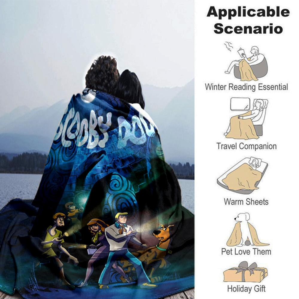 Scoobydoo Mystery Night Flannel Blanket Super Soft Warm Cozy Blanket For Sofa Bed Office Travel Allseason Home Decor Gift
