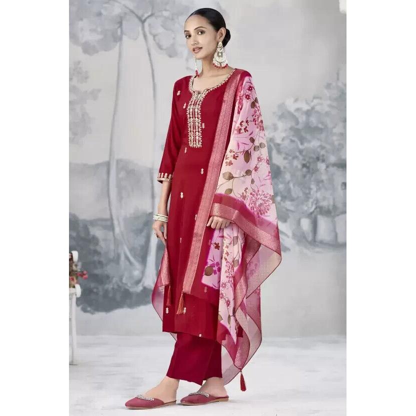 Indisches Damen-Top aus Seidenmischung, Tunika, Kurti, Salwar Kameez, pakistanisches Partykleid, VF-20143