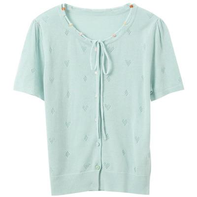 Sancai Women's Lyocell Heart Knit Cardigan