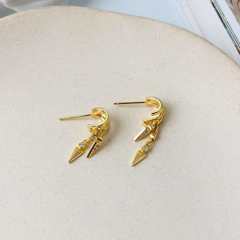 Hypoallergenic Ins 925 Sterling Silver Zircon Earrings Double Layer Claw Earrings Fashion Drop Earrings for Women