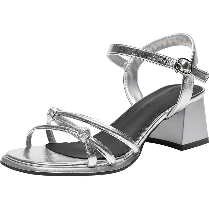 ZHR Women s Chunky Heel Buckle Sandals 38