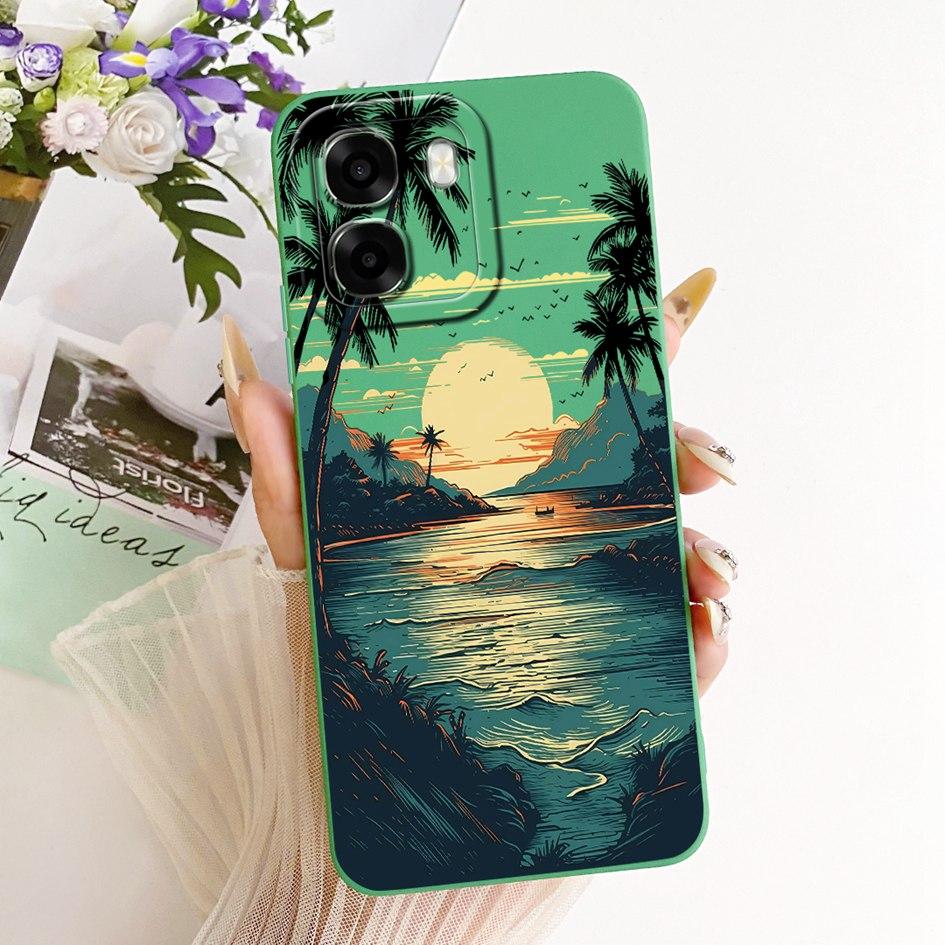 For OPPO A6x Case CPH2783 Fashion Sunset Painted Soft Liquid Silicone Phone Cover For OPPO A6t Pro OPPOA6t 4G CPH2853 Back Cases