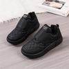 Black sneakers women's autumn and winter leather surface waterproof 2025 new casual non-slip work shoes kitchen work is not tired