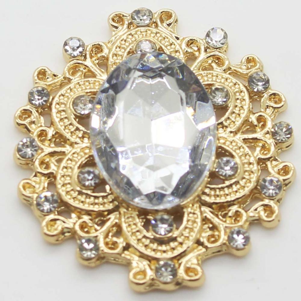

Wholesale 50Pc 24*28mm Mini Golden Metal Crystal Acrylic Button Diy jewelry Accessories FlatBack Base Settings Handmade Fitting