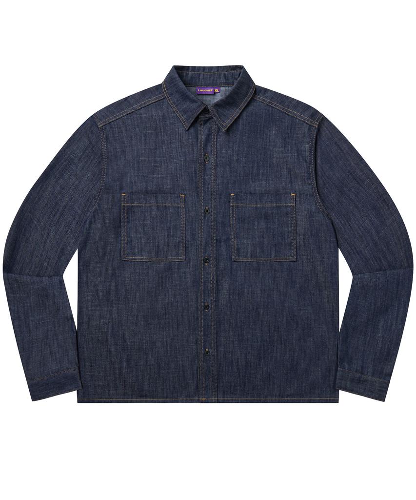 Lapper [Set][Summer][Non-Fade] Denim Work Shirt Long Sleeve Set-Up Ver.1 - Deep Blue