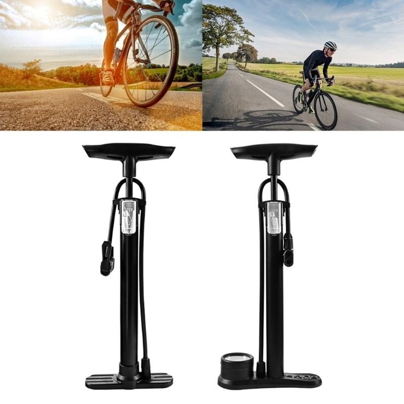 Bike Foot Floor Pump Portable Bicycles Tire Pump Hand BMX Bike Pump Inflator with Pressure Built-in Precisions Barometer