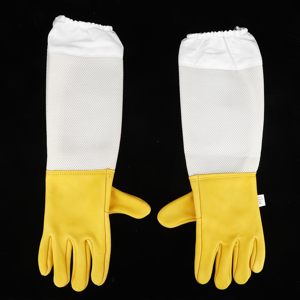 Pair of Beekeeping Protective Gloves Long Mesh Sleeves Beekeepers Working ToolXL