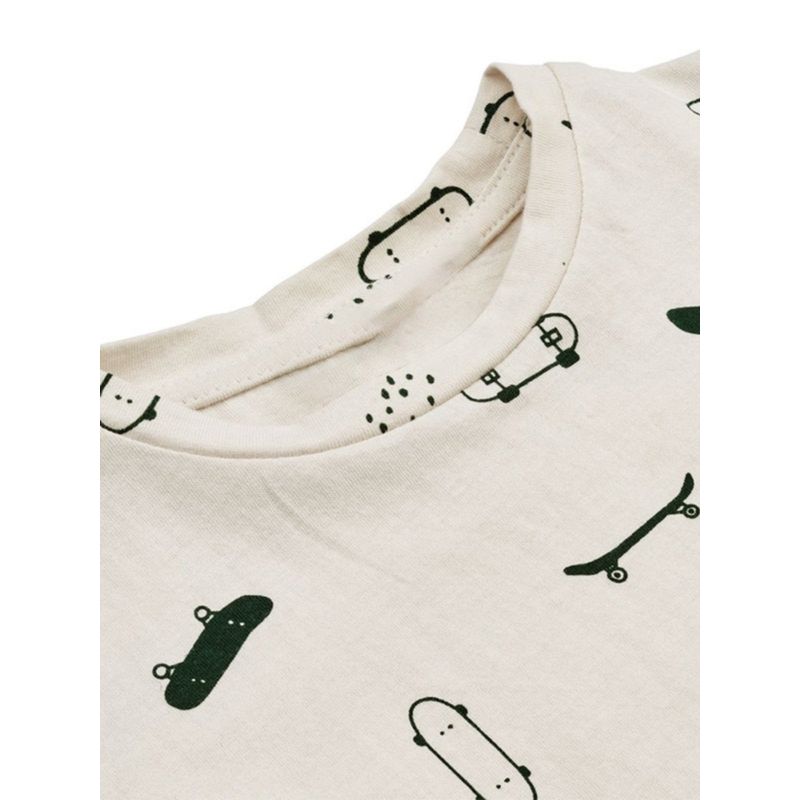 Fashion Boys' Short-Sleeved T-shirt Summer New Arrival Children Toddler Casual Milky White Print round Neck Short Sleeve Tops 6