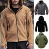 Men Jacket Solid Color Hooded Long Sleeve Fleece Slim Multi Pockets Windproof Hoodie for Outdoor