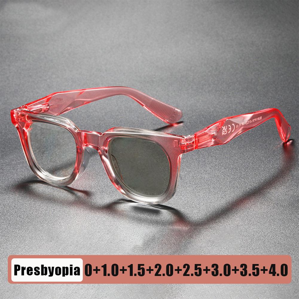 Photochromic Reading Glasses for Men and Women Fashion Square Frames with Blue Light Protection Turn Grey Presbyopia Glasses