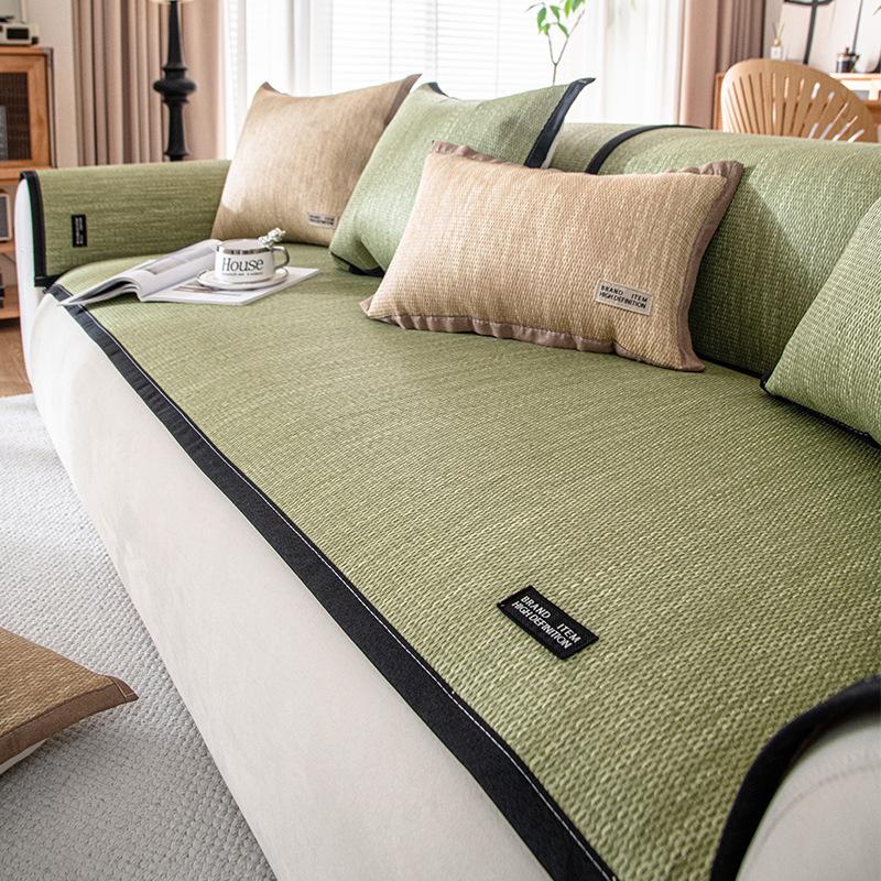 Simple Retro Style Sofa Cushion Seat Cushion for Summer Summer Rattan Mat Small Full Non-Slip Summer Sofa Cover Cloth Backrest Towel